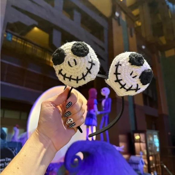 Crochet Jack Skellington Mickey Ears - Picture 1 of 4